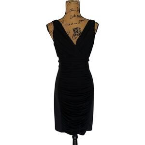 White House Black Market Black Knee Length Sleeveless Sheath Cocktail Dress SZ 6